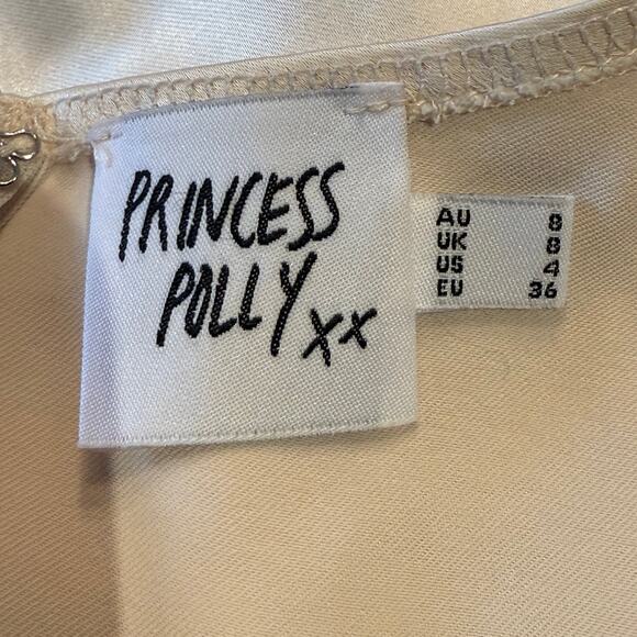 Princess Polly Women’s Size 8 Champagne Satin Mini Dress Lace Up Back - Picture 3 of 5